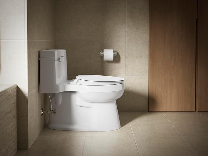 KOHLER 57777-WCF-0 Cymbal ReadyLatch Quiet-Close Soft Close Toilet Seat Elongated, Flexible CoreFlex Material, Wider Toilet Seat Surface, Home Essentials, White