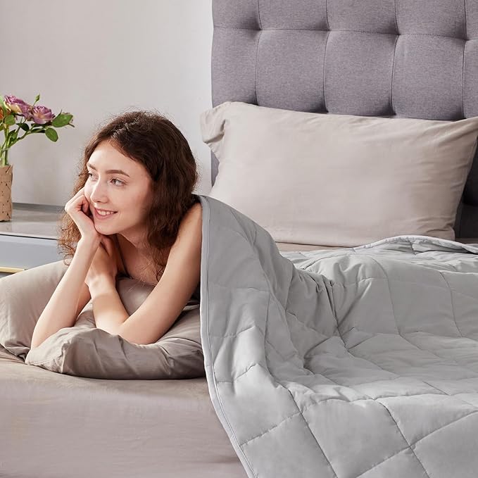 Weighted Blanket Twin Size (48"x72" 20lbs),Ultra Soft and Cozy Cooling Weighted Blanket Twin Size for Adult,Heavy Blanket with Machine Washable Soft Blanket, Stone Grey