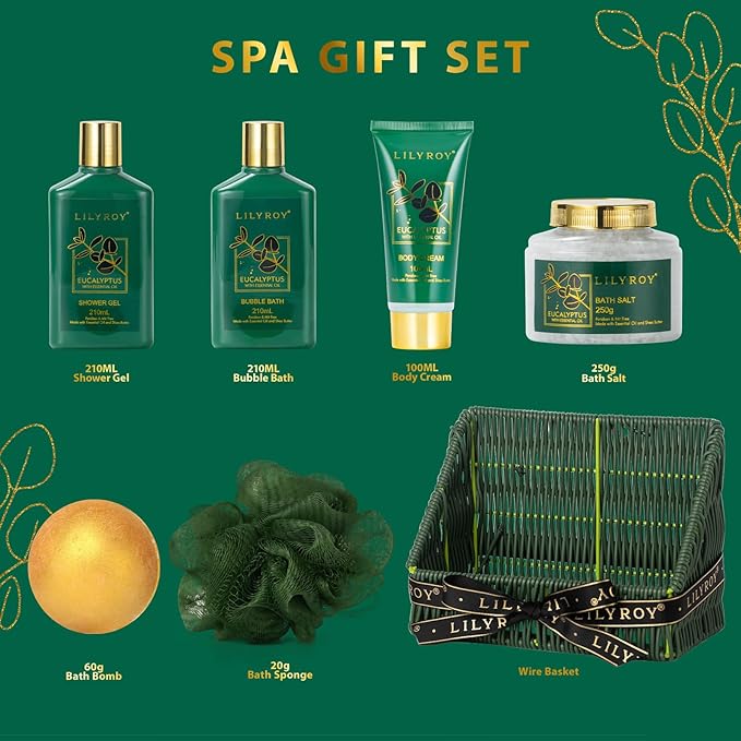 Christmas Gifts for Women - 7 Pcs Luxury Bath and Body Gift Basket Set Spa Gift Basket Set for Women, Gift with Bath Bomb | Perfect Valentine's, Birthday, Mothers Day Gifts, Gift Set for All Occasion