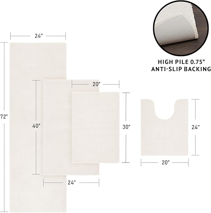 Madison Park Signature Non Slip, Luxrurious Plush Mat, Absorbent, Quick Dry, Spa Design Bath Room Décor Marshmallow Bathroom Rug, 1'8"x2'6", Cream