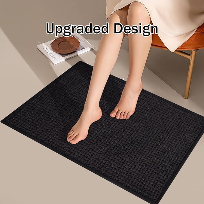 Bathroom Rugs Non Slip Washable, Super Absorbent Thin Bath Mat for Small Quick Dry Low Pile Bathroom Rug, (Black, 47″x20″)