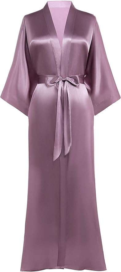 PRODESIGN Satin Kimono Robe Women Long Silky Kimono Bathrobe Sleepwear Wedding Bridesmaid Robe