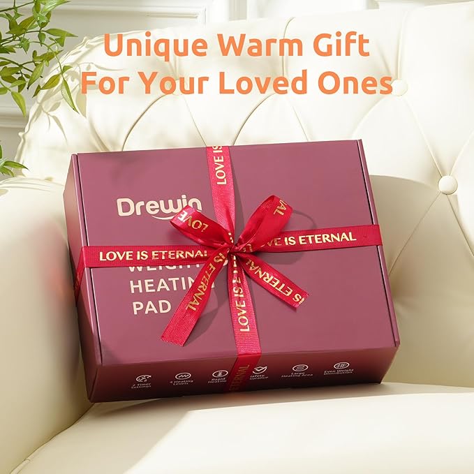 Drewin Weighted Heating Pad 5 lbs for Pain Relief, 24" x 29" Velvet-Soft Warm Heated Pads for Knee Shoulders Versatile Use with Auto Shut Off, Machine Washable Weighted Lap Blanket, Dark Green