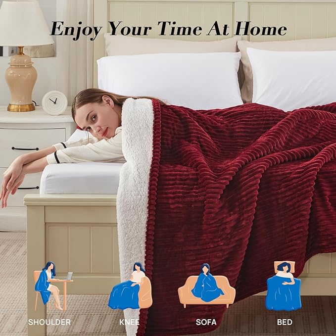 Westinghouse King Size Heated Blanket, Soft Flannel to Sherpa Reversible Electric Blanket King Size with 10 Heating Levels & 1-12 Hours Auto Shut Off, Machine Washable, (100" x 90", Red)