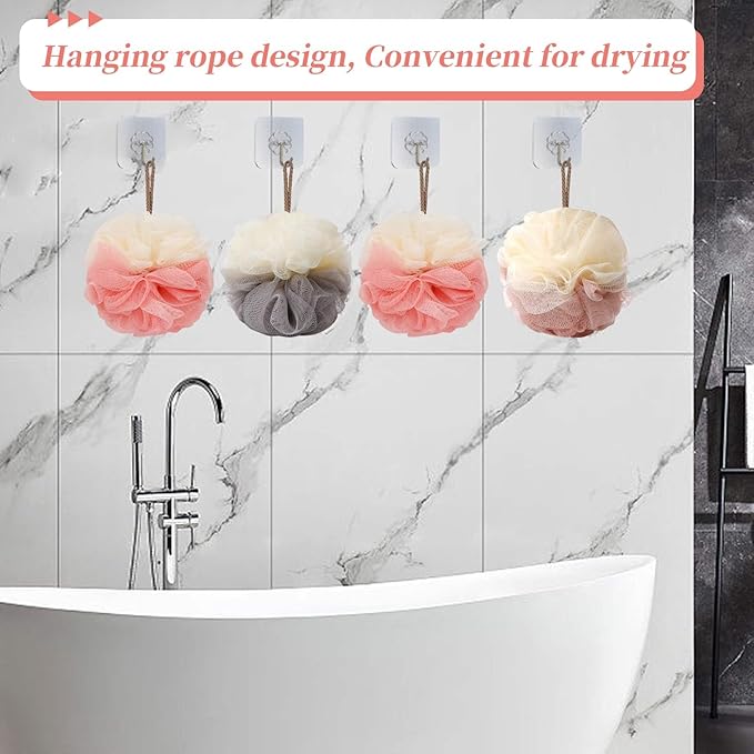 Bath Loofah Sponge Back Scrubber Shower Sponge Soft Mesh Exfoliator Pouf Shower Ball Bath Sponges for Women and Men Bath Accessories