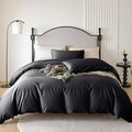 PURE ERA Duvet Cover Set 800 Thread Count Long Staple Cotton Sateen Soft Luxurious Smooth 3 Piece Set Black Full