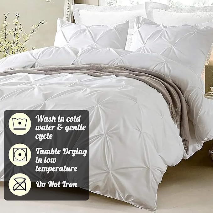 Egyptian Cotton Oversized King 800 Thread Count Cotton Pinch Pleated 1 Duvet Cover & 2 Pillow Shams Long Staple Quilt Silky Soft, Breathable With Zipper -3 Piece Set for Comforter (Elephant Grey)