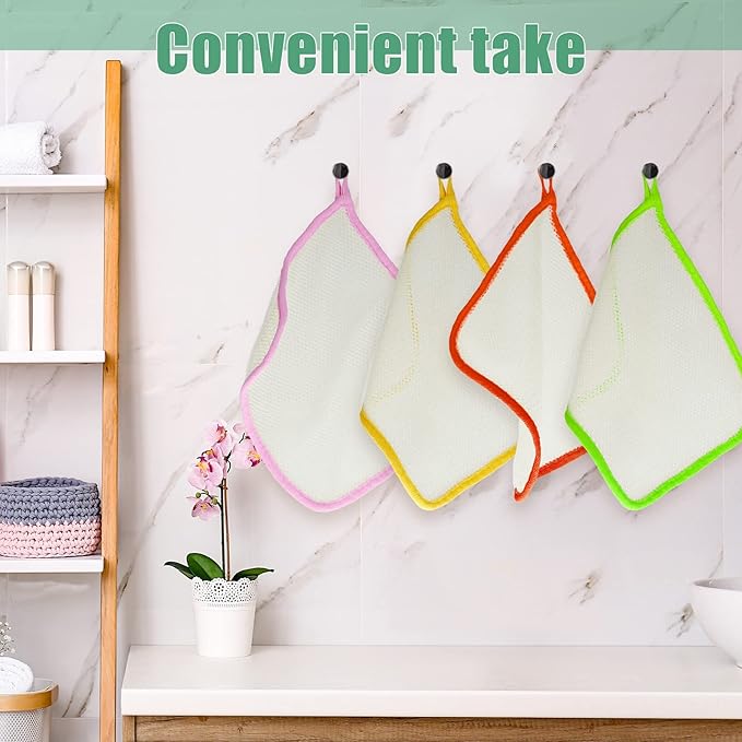 Tatuo 10 Packs Exfoliating Wash Cloths for Body and Face Facial Bath Scrub Soft Weave Loofah Towel Exfoliate Bath Towel Remove Dead Skin Wash Cloth for Women Man (Colorful Edge)