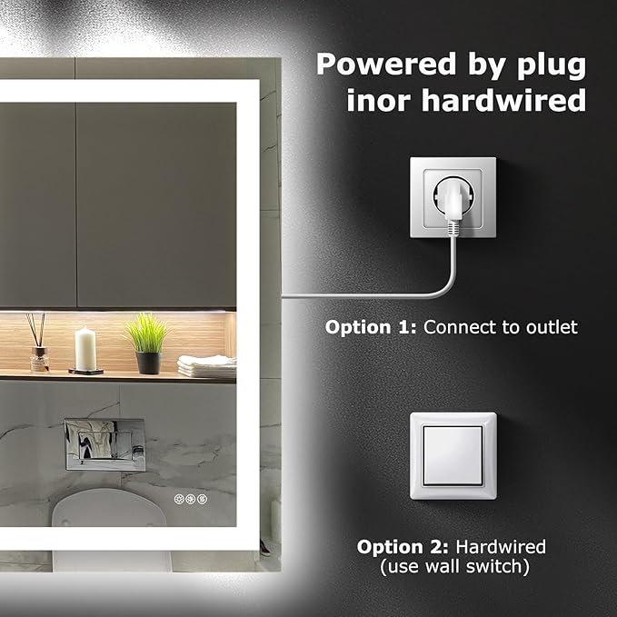 40X36 LED Bathroom Mirror with Lights, Anti-Fog, Dimmable, Backlit + Front Lit, Smart Bathroom Vanity Mirror, Memory Function, Shatterproof, Tempered Glass (Horizontal/Vertical)