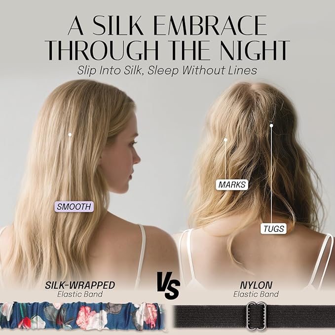 OLESILK 100% Natural Mulberry Silk Sleep Eye Mask Block Out Light, Fashion Printed Eye Mask Blindfold for Women Men Full Night Sleeping, Chic Eye Cover Eyeshade, Pattern 1