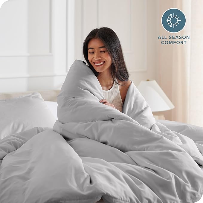 Bare Home Bedding Duvet Cover Oversized King Size - Premium 1800 Super Soft Collection - Lightweight, Duvet Cover - Soft Textured Bedding (Oversized King, Light Grey)
