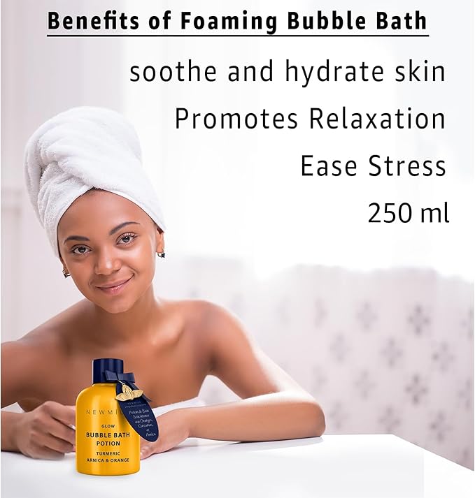 Nutritious Bubble Bath Long Lasting Foam Turmeric Orange Arnica Essential Oil Skin Healing Moisturizing Relaxing Stress Relief Spa Gift for Women