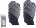 100% Turkish Cotton Hair Towel Wrap for Women,Non Microfiber,Super Absorbent,AntiFrizz,Plopping Hair Drying Waffle Bath Towels for Curly,Long&Thick Hairs,Head Wrap,2 Pack10x26inc (Grey+Grey)