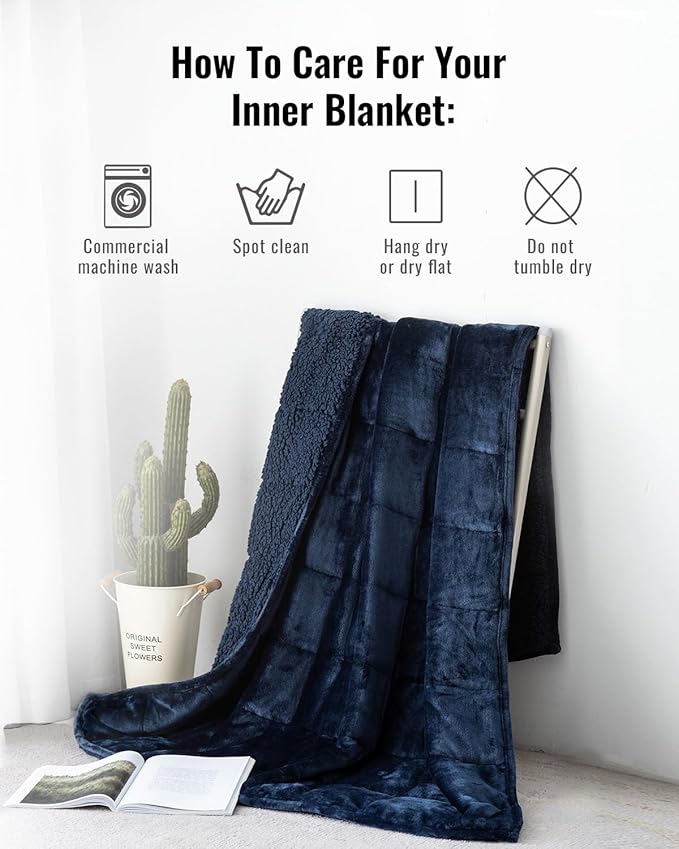 Sivio Sherpa Fleece Weighted Blanket for Adult, 20lbs Heavy Fuzzy Throw Blanket with Soft Plush Flannel, Reversible Full-Size Super Soft Extra Warm Cozy Fluffy Blanket, 60x80 Inch Dual Sided Navy Blue