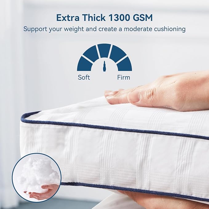 ELEMUSE California King Cooling Mattress Topper, Extra Thick 1300gsm Mattress Pad for Back Pain, Plush 500TC Cotton Pillow Top with Deep Pocket, Overfilled with Mixed Advansa Down Alternative Filling