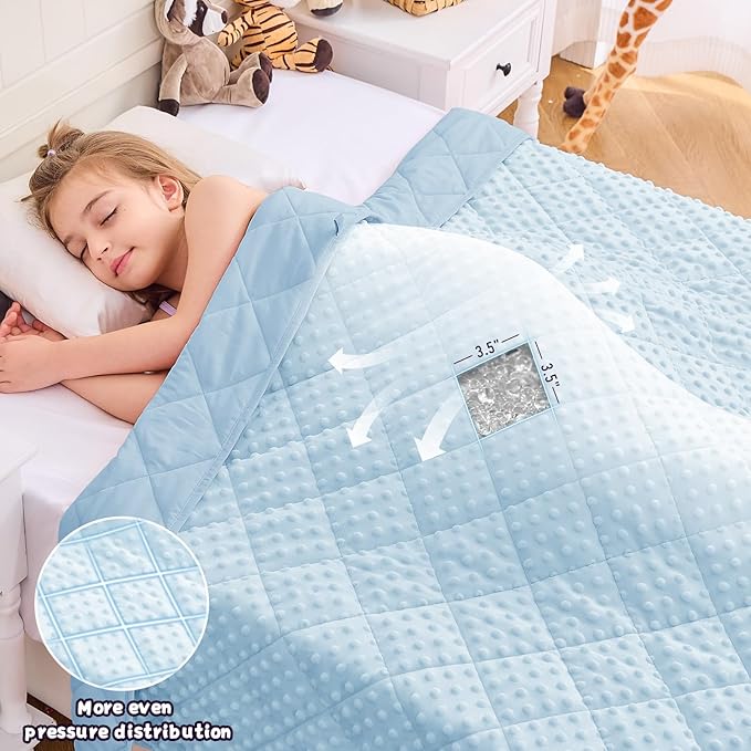 yescool Weighted Blanket 7 Pounds Light Blue Twin Size Cooling Weighted Throw Blanket, Minky Heavy Blankets Warm Weighted Comforter, Big Washable Thick Blankets Gift for 60-90lbs, 40 * 60in