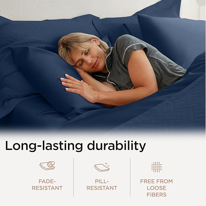 Threadmill 100% Cotton Sheets for Twin XL Size Bed - 600 Thread Count Twin XL Bed Sheets Set with 15” Deep Pocket - Sateen Weave 3-Piece Bedding Set with Cooling Effect, Folkstone Blue