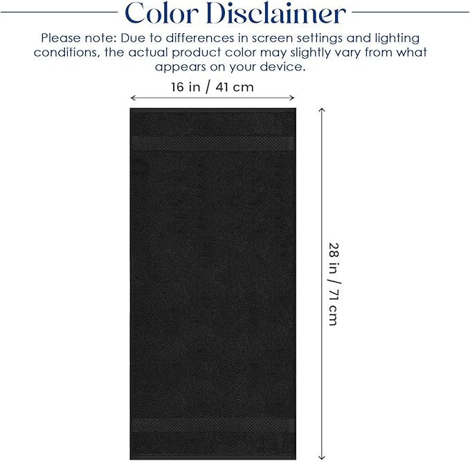 DAN RIVER 6-Pack Premium Hand Towels (16x28 Inches) - 100% Cotton, Ultra Soft, Lightweight, Highly Absorbent Towels for Bathroom, Spa, Gym, Salon, Hotel, and Travel - 550 GSM – Black