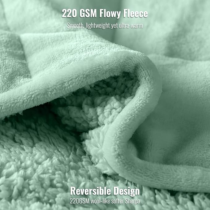 Uttermara Weighted Blanket Queen Size 20lbs 60x80 inches with Soft Plush Fleece, Cozy Warm Sherpa Snuggle Thick Heavy Blanket Great for Sleep and Calming, Sage Green