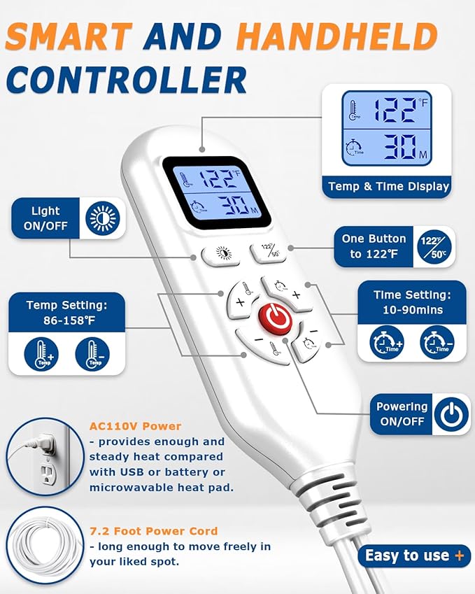 JOBYNA Heated Ankle Wraps for Planters Fasciitis/Achilles Tendinitis Pain Relief, 1 Pack Electric Ankle Heating Pad for Sprained Ankle, Arthritis Foot Heel Pain Relief, 86℉-158℉ & Auto Shut-Off