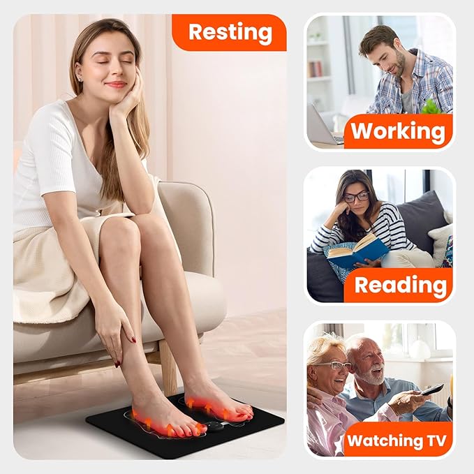 Portable Foot Massager for Tired Feet -6 Massage Modes,20-Min Timer, Pulse & Deep Tissue Relief, Travel-Friendly Comfort