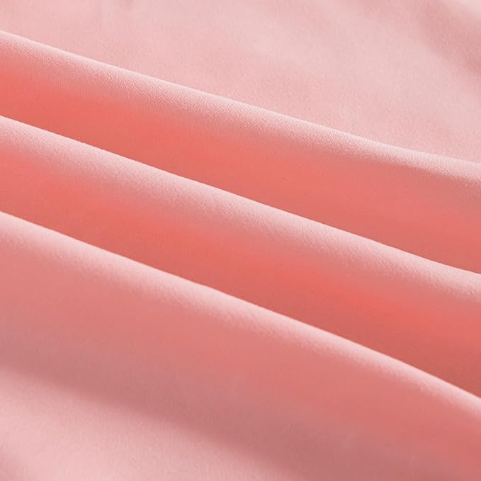 Bed Skirt Twin Size Ruffled Bed Skirt with Split Corners, 16 Inch Drop Dust Ruffle Bed Skirt with Platform, 16 Inch, Peach, Twin Size