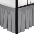 Biscaynebay Wrap Around Bed Skirts with Split Corners for King Beds 15 inch Drop, Silver Grey Adjustable Elastic Dust Ruffles Easy Fit Wrinkle Resistant Silky Luxurious Fabric Machine Washable