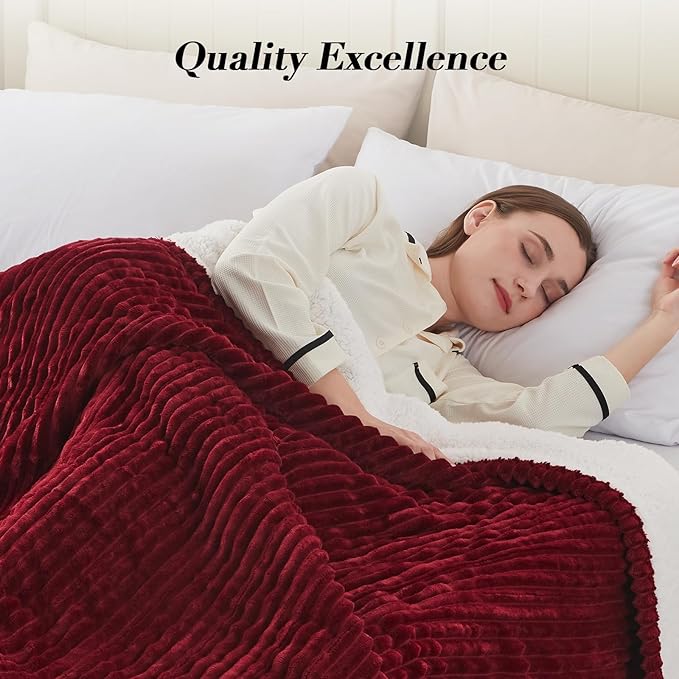 Westinghouse King Size Heated Blanket, Soft Flannel to Sherpa Reversible Electric Blanket King Size with 10 Heating Levels & 1-12 Hours Auto Shut Off, Machine Washable, (100" x 90", Red)