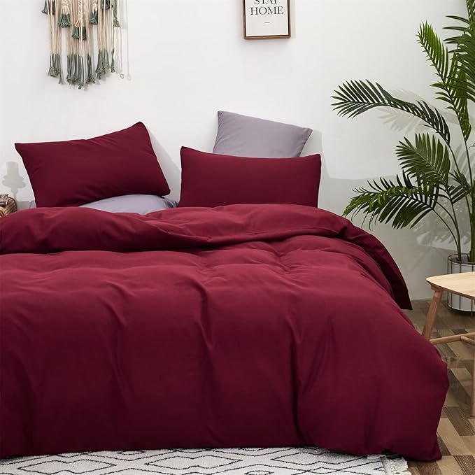 Cottonight Burgundy Comforter Queen Women Girls Wine Red Bedding Comforter Set Claret Dark Red Comforter Soft Breathable Claret Blanket Quilt Durable Comforter Set Queen Bed