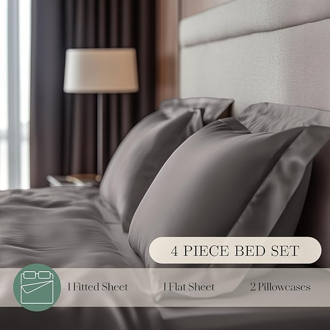 CASILVA Eucalyptus Sheets - Infused with Silver for Anti-Odor, Softer Than Silk Fibers, More Cooling Than Cotton - Perfect for Hot Sleepers & Sensitive Skin - 100% Tencel Lyocell - Full Sheet Set