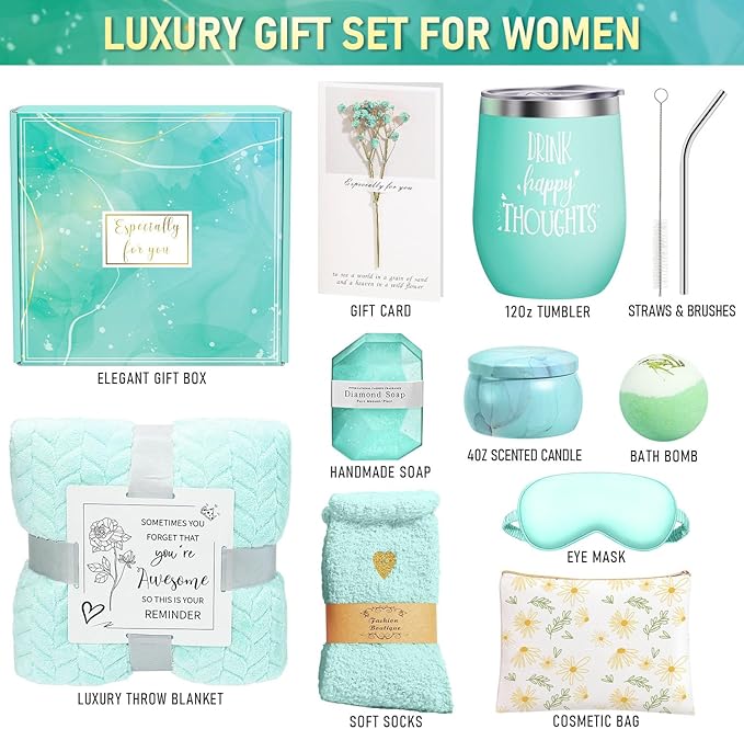 Happy Birthday Gifts for Women Self Care Gift, Relaxing Care Package Spa Gift Basket, Valentines Day, Mothers Day, Christmas, Birthday Gifts for Women Mom Her Friend Sister Wife