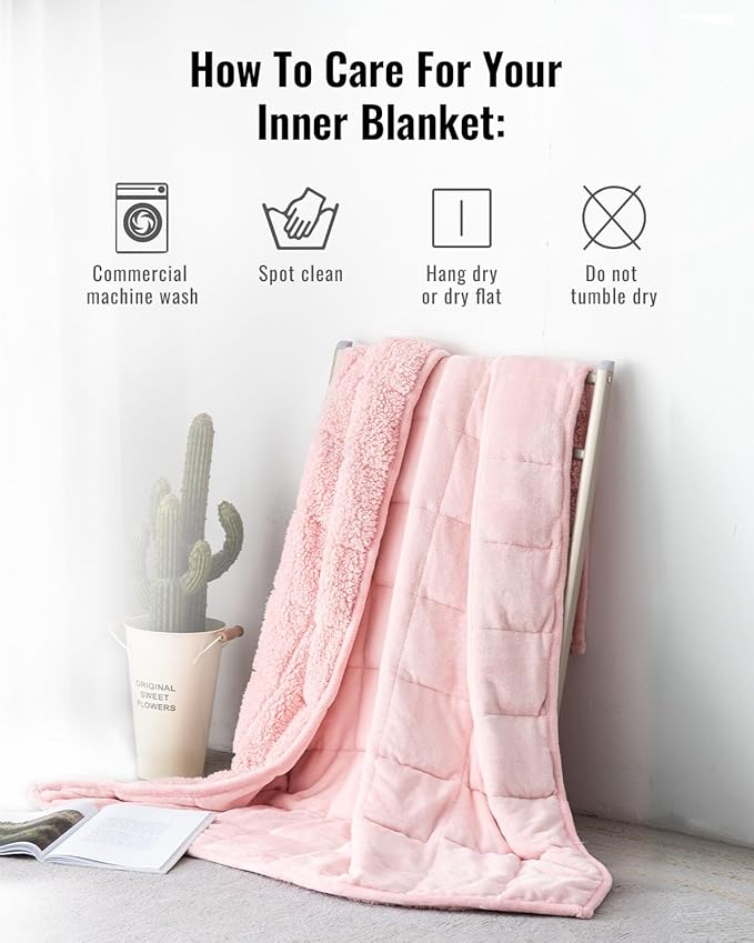 Uttermara Sherpa Fleece Weighted Blanket 20 lbs for Adult, Unicolor Ultra-Soft Fleece and Sherpa, Dual Sided Cozy Plush Blanket for Sofa Bed, 60 x 80 inches, Pink
