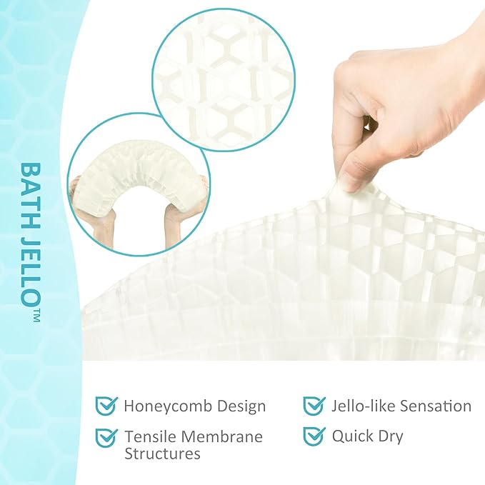 Sunlit Bath Jello Gel Bath Pillows, Lumbar Pillow for Bathtub, Back Support Pillow, Gel Pillow with Non-Slip Suction Cups for Lumbar, Back Rest Support, Fits Curved or Straight Back Tubs, White