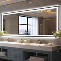 96x36 Large Lighted Bathroom Mirror, Black Rim(Front and Backlit), 3 Colors and Dimmable Vanity Mirror, Tempered Glass, IP54 Enhanced Anti-Fog, Anti-Corrosion, Memory (Horizontal/Vertical)