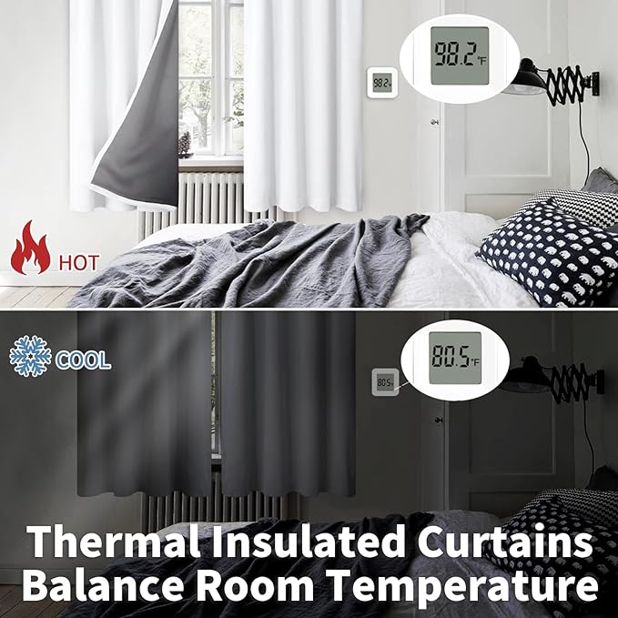 BGment White Blackout Curtains for Bedroom 84 Inch Length 2 Panels Set, Full Room Darkening Thermal Insulated Soundproof Window Curtain Drapes with Rod Pocket, Each Panel 38 Inch Wide, Pure White