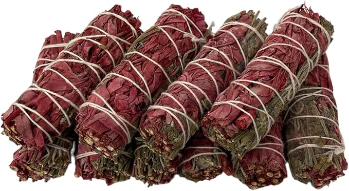 NESSASTORES - White Sage Dragon's Blood & Lavender 4 inch smudge stick bundles for cleansing and meditation. #JC-078 (1 pc)