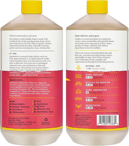 Alaffia Babies and Kids Bubble Bath, Gentle Baby Essentials for Delicate Skin, Cleansing & Calming Bubbles, Plant Based Formula, Vegan, Coconut Strawberry (2 Pack - 32 Fl Oz Ea)