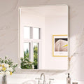Keonjinn 30 x 36 Brushed Nickel Bathroom Mirrors for Over Sink, Rounded Rectangle Bathroom Vanity Mirror, Brushed Silver Framed Farmhouse Mirror, HD Tempered Glass Wall Mirror(Horizontal/Vertical)