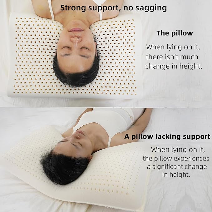 Nature Latex Foam Pillows, Cervical Pillow for Neck and Shoulder Pain Relief, Ergonomic Contour Bed Pillow, Medium Firm for Side Sleep Stomach Sleeping and Back Sleeper(23.6"×15.7"×3.7"/4.5")