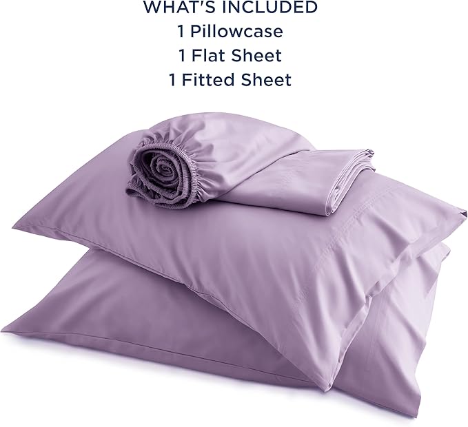 Bedsure Cooling Sheets Twin XL, Rayon Derived from Bamboo, Breathable & Soft Twin XL Sheet Sets, Deep Pocket Up to 16 Inches, Hotel Luxury Silky Dorm Bedding for Hot Sleepers, Lilac