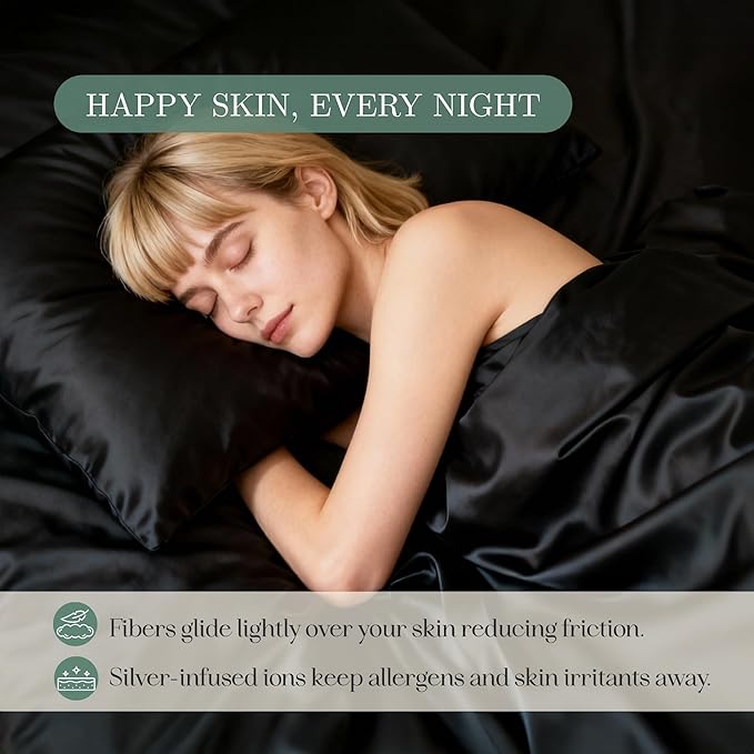 CASILVA Eucalyptus Sheets - Infused with Silver for Anti-Odor, Softer Than Silk Fibers, More Cooling Than Cotton - Perfect for Hot Sleepers & Sensitive Skin - 100% Tencel Lyocell - Queen Sheet Set