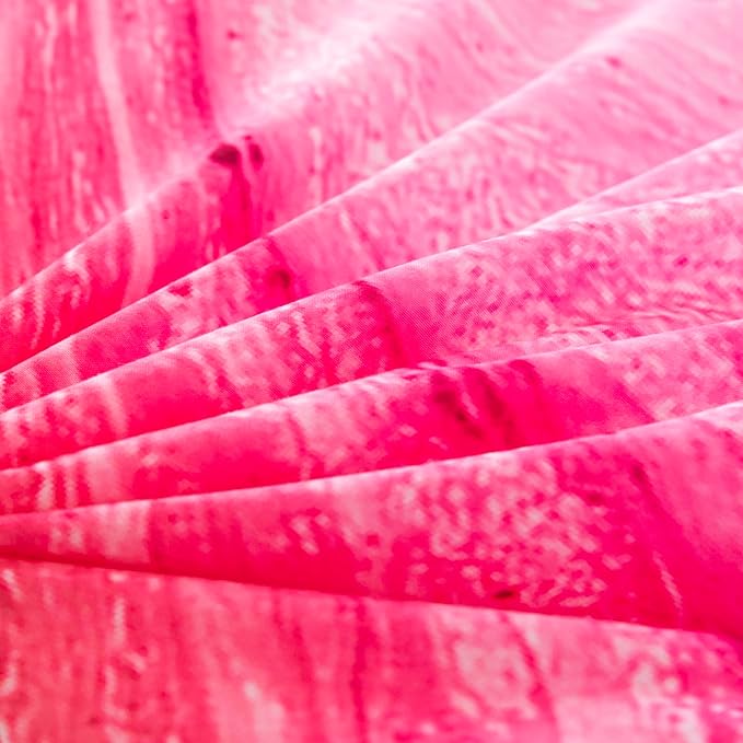 4Pcs Pink King Comforter Set for Girls Kids, Tie Dye Colorful Watercolor Marble Bedding Set King(1 Comforter, 1 Flat Sheet, 2 Pillowcases)