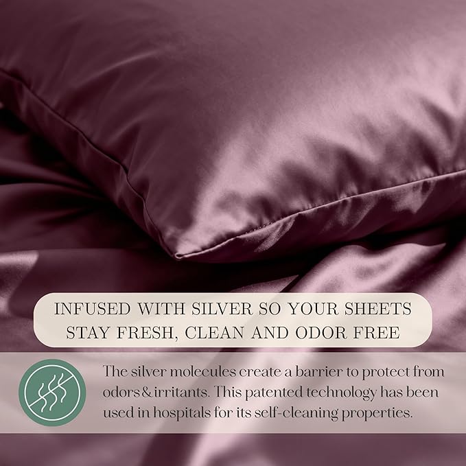 CASILVA Eucalyptus Sheets - Infused with Silver for Anti-Odor, Softer Than Silk Fibers, More Cooling Than Cotton - Perfect for Hot Sleepers & Sensitive Skin - 100% Tencel Lyocell - King Sheet Set