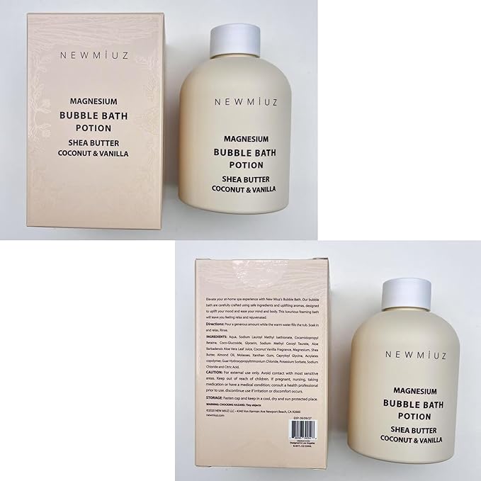 Magnesium Bubble Bath - Long Lasting Foaming Bubbles - Moisturizing - Shea Butter Coconut Vanilla - Relaxing Stress Relief - Calming Self Care Spa Gift for Birthday Christmas