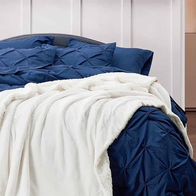 Bedsure GentleSoft Sherpa Fleece Blankets King Size for Bed - Thick and Warm Throw for Women and Men, Soft Fuzzy Plush King Blanket for Winter, White, 108x90 Inches