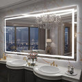 LED Mirror for Bathroom, 77x36 Inch Backlit + Front Lighted Bathroom Vanity Mirror with Lights for Wall, Double Light Strips, 3 Colors, Shatter-Proof, Anti-Fog and Brightness Memory