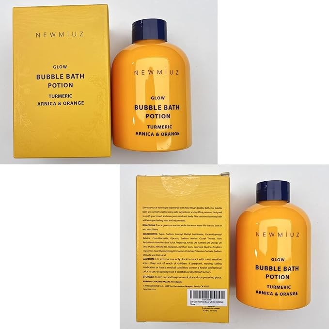 Nutritious Bubble Bath Long Lasting Foam Turmeric Orange Arnica Essential Oil Skin Healing Moisturizing Relaxing Stress Relief Spa Gift for Women