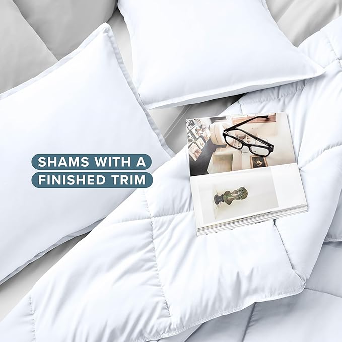 Bare Home Comforter Set - Oversized King Size - Ultra-Soft - Goose Down Alternative - Premium 1800 Series - All Season Warmth (Oversized King, White)