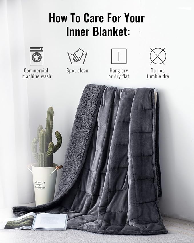 Uttermara Weighted Blanket Queen Size 20lbs for Adults, Sherpa Fleece Weighted Blanket with Cozy Plush Flannel, Fluffy Warm Sherpa Snuggle Bed Blanket, Great for Relax, 60 x 80 inches, Dark Grey