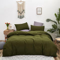 Cottonight Olive Green Bedding Set - Queen Size, Army Green Comforter, Blanket & Quilts - Modern, Soft, Breathable - 3 Piece Set for Women & Men